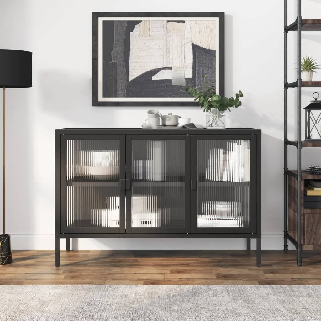 E-shop Multidom Komoda čierna 105x35x70 cm sklo a oceľ