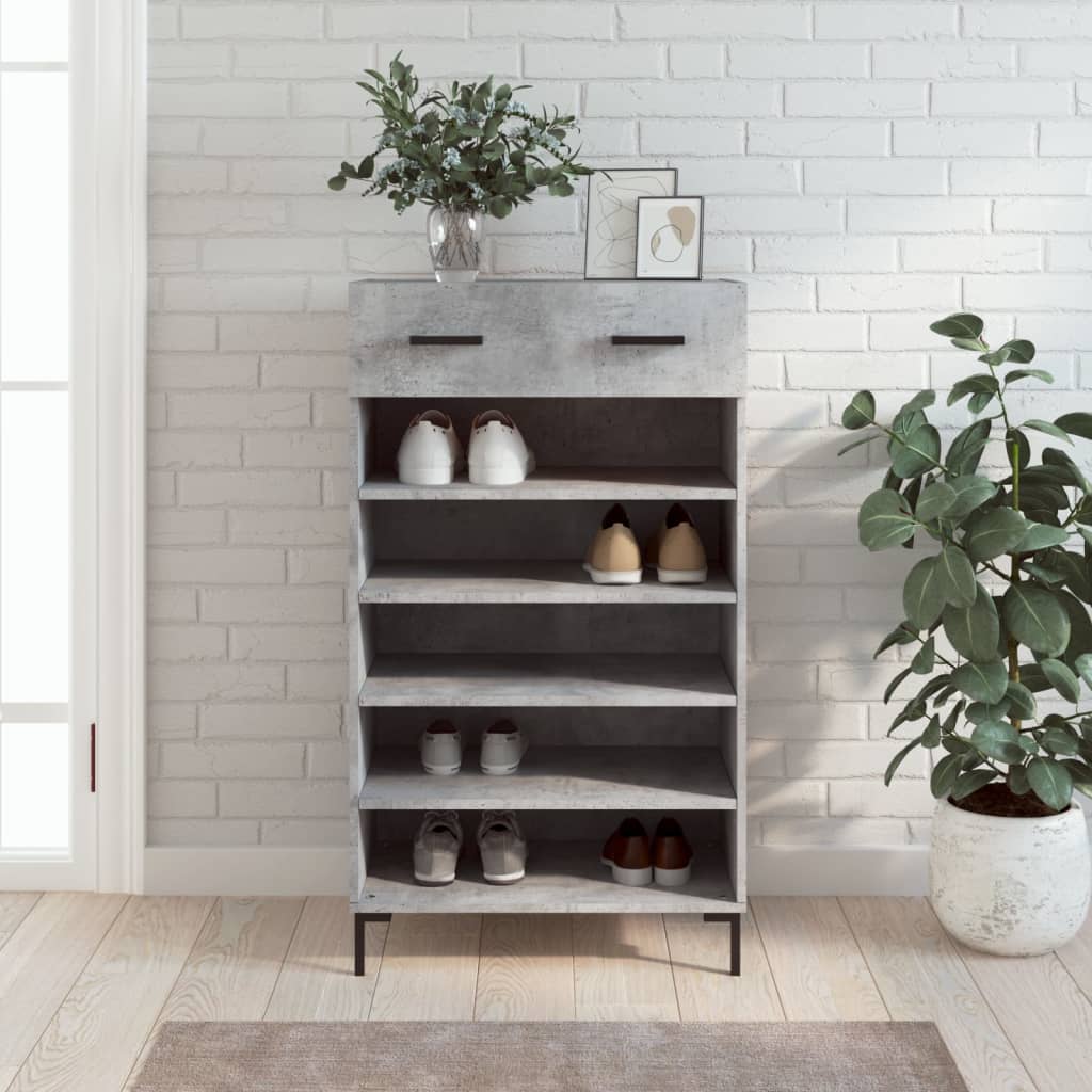 E-shop Multidom Botník betónovo sivý 60x35x105 cm kompozitné drevo