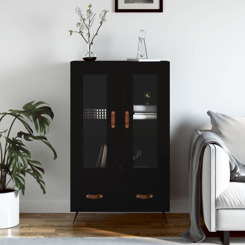 E-shop Multidom Vysoká skrinka čierna 69,5x31x115 cm kompozitné drevo
