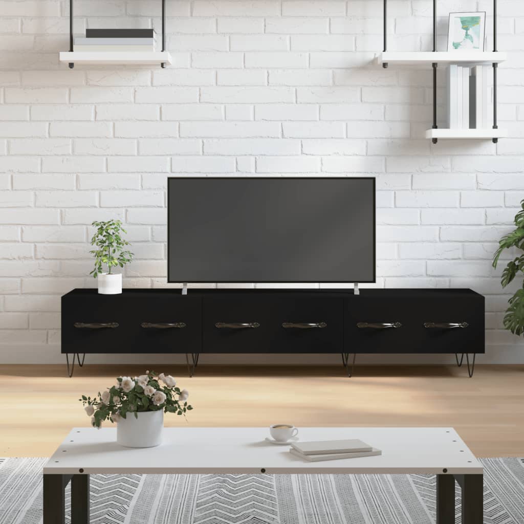 E-shop Multidom TV skrinka, čierna 150x36x30 cm, kompozitné drevo