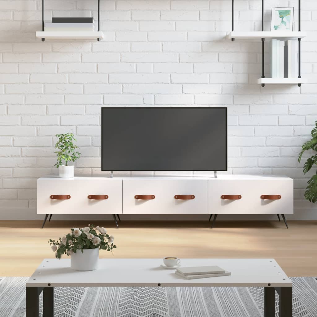 E-shop Multidom TV skrinka, lesklá biela 150x36x30 cm, kompozitné drevo
