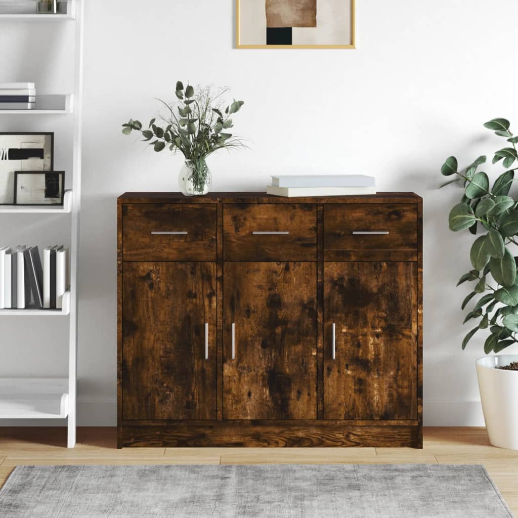 E-shop Multidom Komoda dymový dub 91x28x75 cm kompozitné drevo