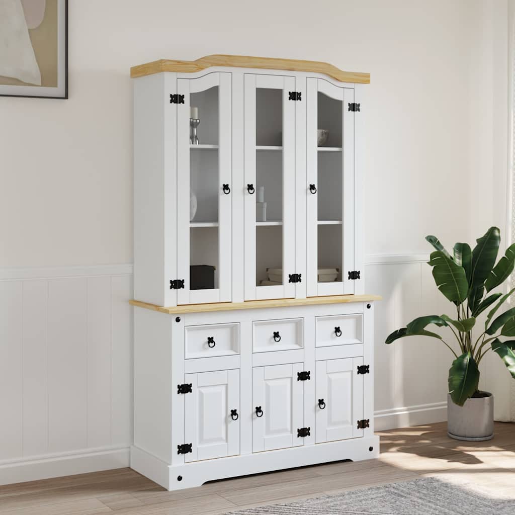E-shop Multidom Skrinka Corona, biela 112x43x196 cm, masívna mexická borovica