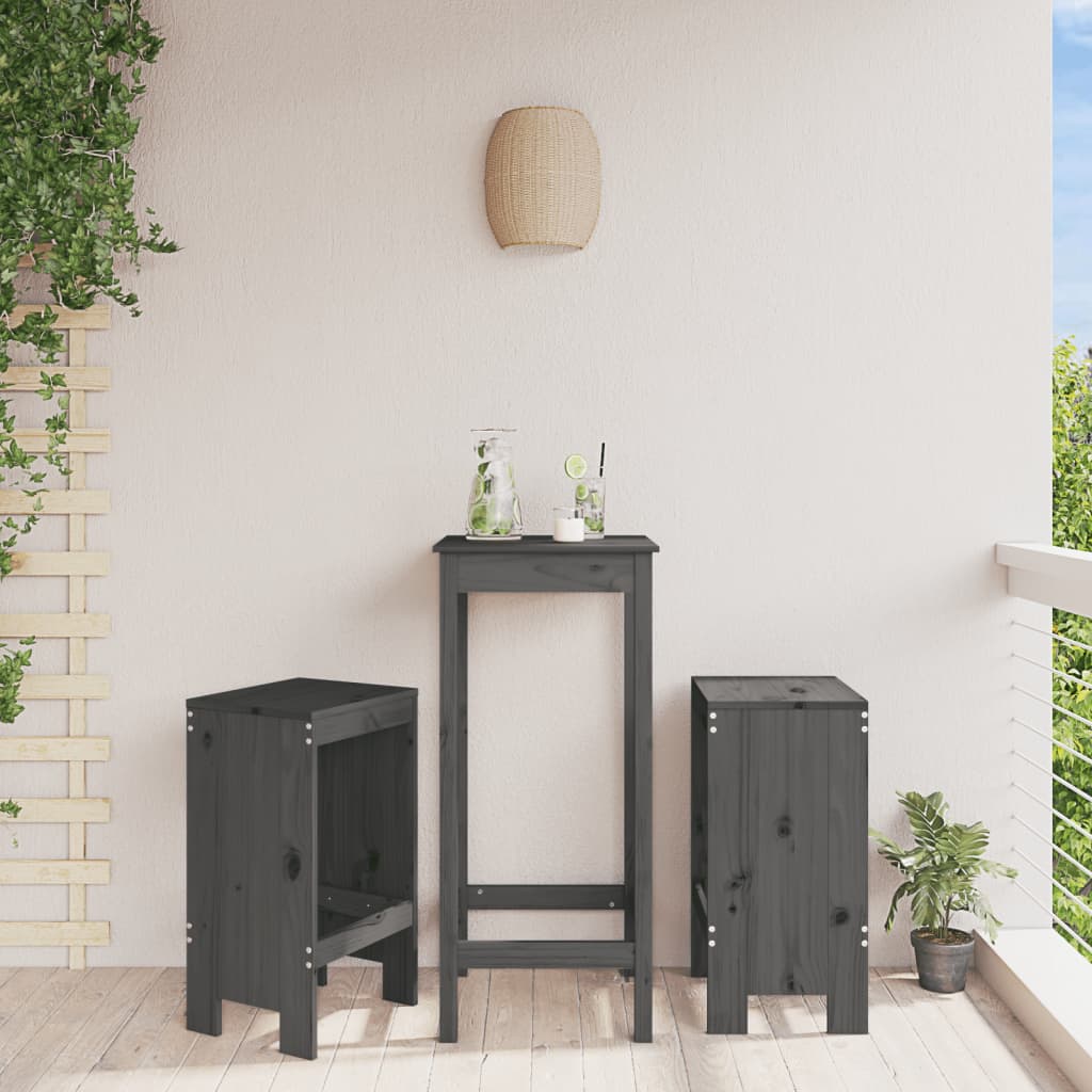 E-shop Multidom Barové stoličky 2 ks sivé 40x36x75 cm borovicový masív