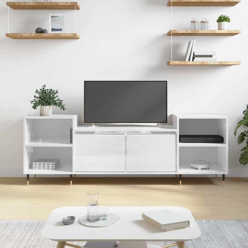 E-shop Multidom TV skrinka lesklá biela 160x35x55 cm spracované drevo