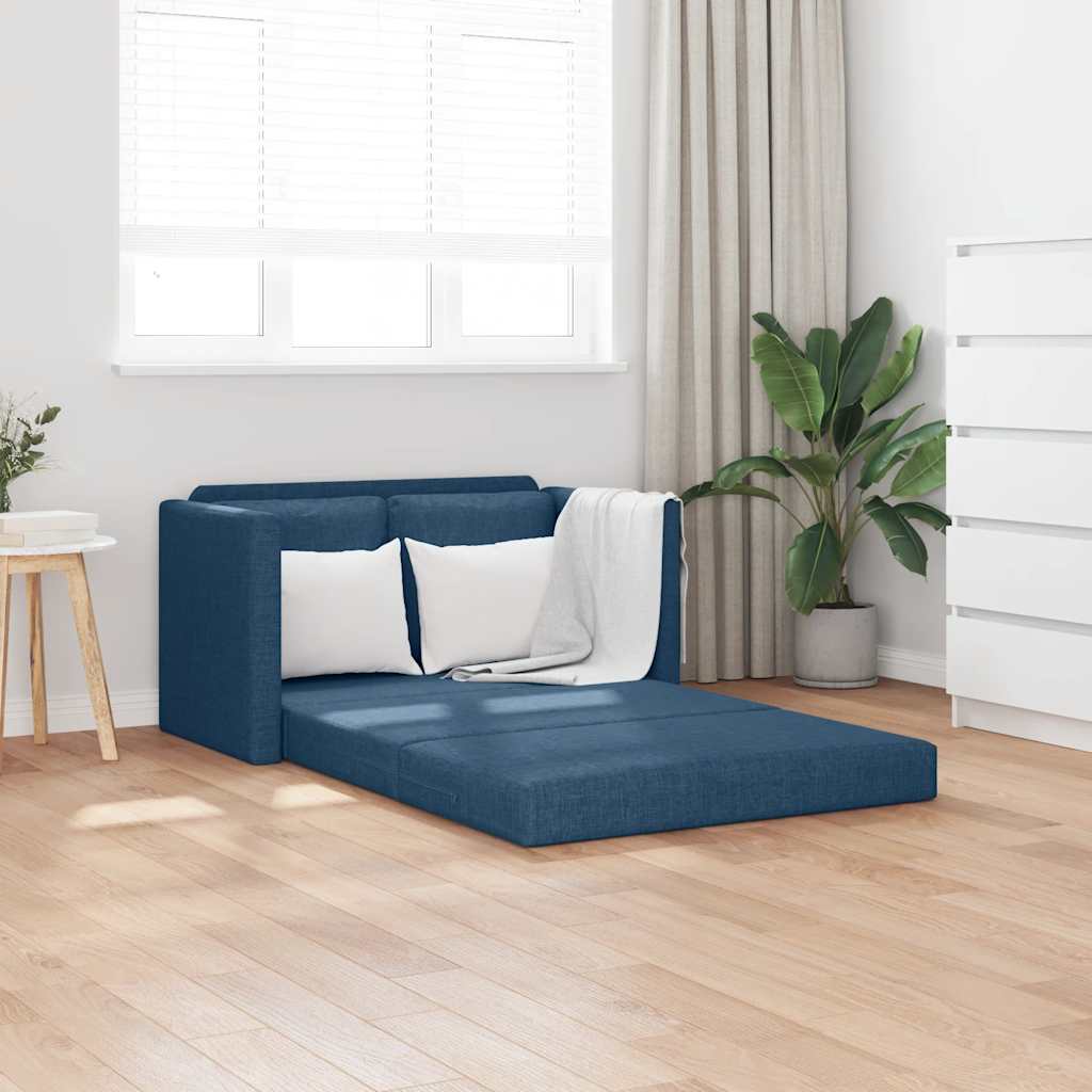 E-shop Multidom Podlahová rozkladacia pohovka 2 v 1 modrá 112x174x55 cm látka