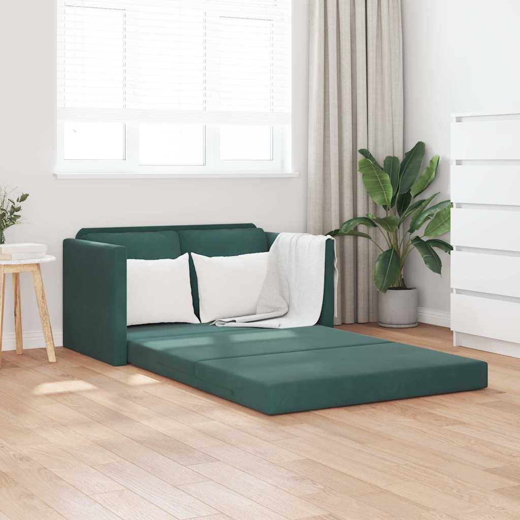 E-shop Multidom Podlahová rozklad. pohovka 2v1 tmavozelená 122x204x55 cm zamat
