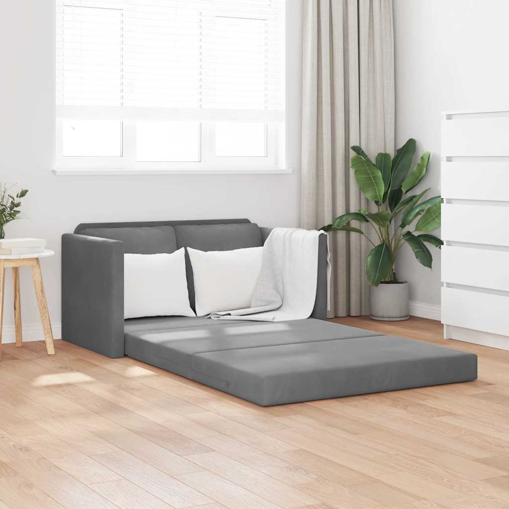 E-shop Multidom Podlahová rozkladacia pohovka 2v1 tmavosivá 122x204x55 cm zamat