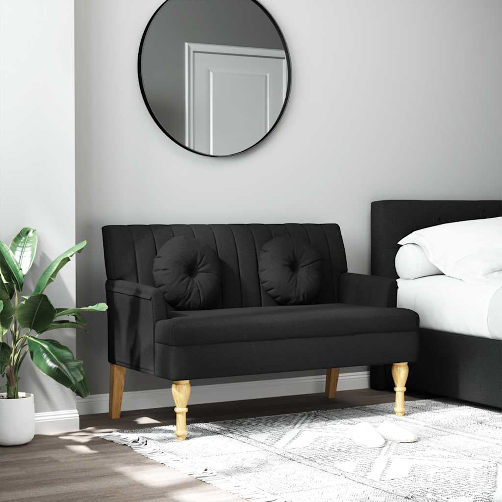 E-shop Multidom Lavička s vankúšmi čierna 113x64,5x75,5 cm látka