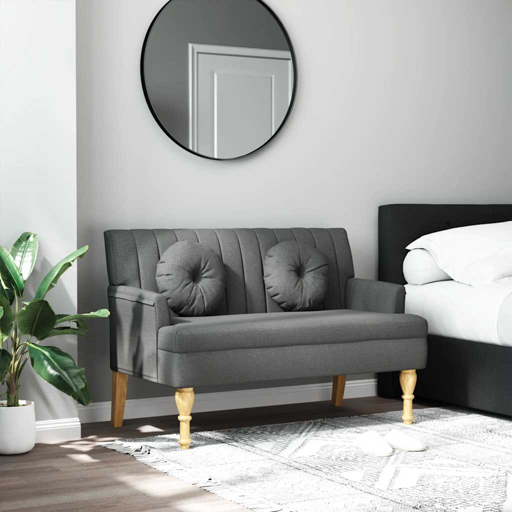 E-shop Multidom Lavička s vankúšmi tmavosivá 113x64,5x75,5 cm látka