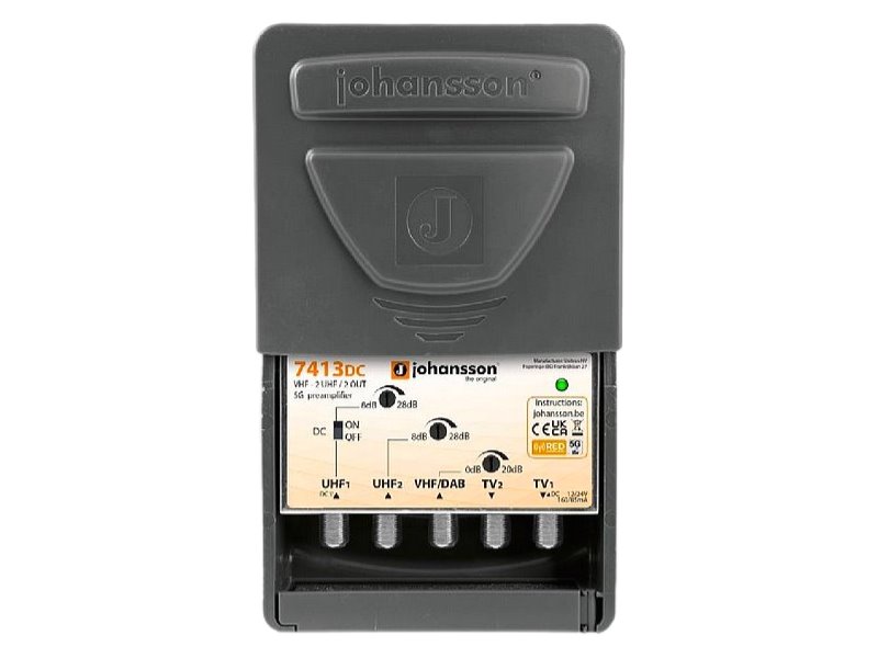 E-shop Johansson zes. 7413DC (1xVHF/2x UHF, 2xvýst, G20/28dB, 106 dBµV) 5G LTE