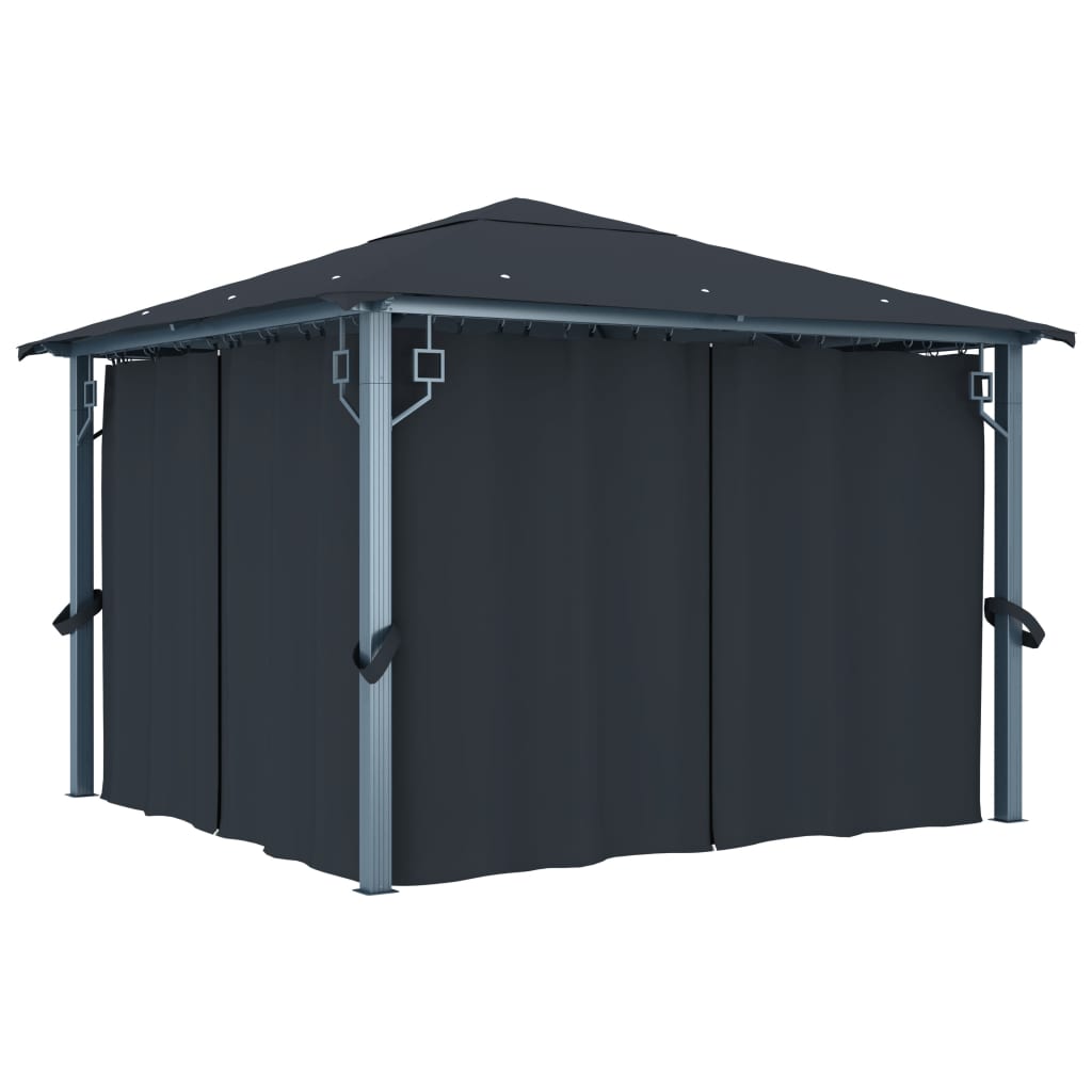 E-shop Multidom Altánok so závesom 300x300 cm, antracitový, hliník