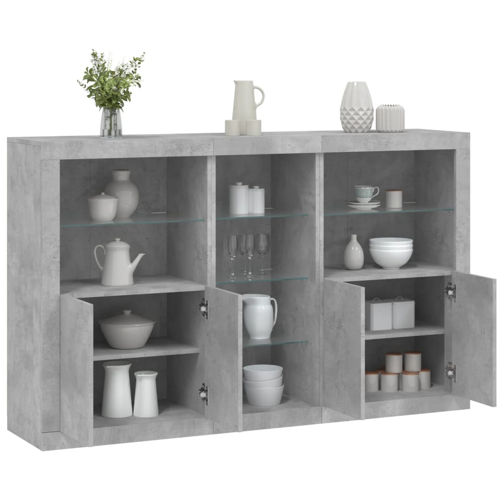 E-shop Multidom Komoda s LED svetlami betónovo-sivá 162x37x100 cm