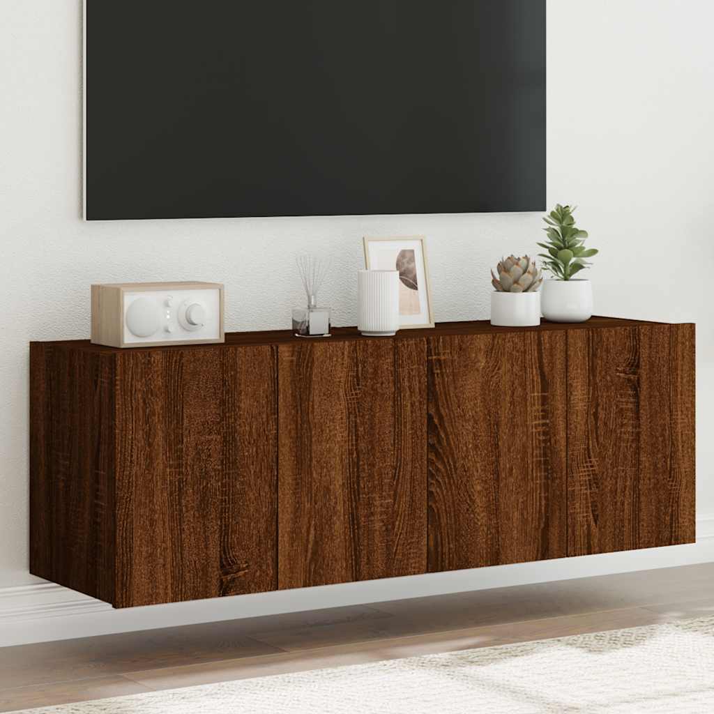 E-shop Multidom TV nástenné skrinky s LED svetlami 2 ks hnedý dub 60x35x41 cm
