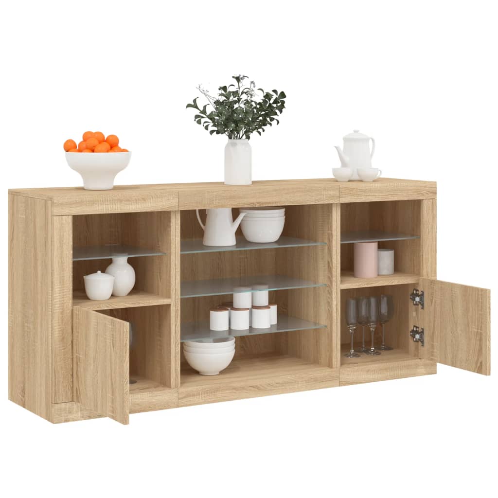 E-shop Multidom Komoda s LED svetlami dub sonoma 142,5x37x67 cm