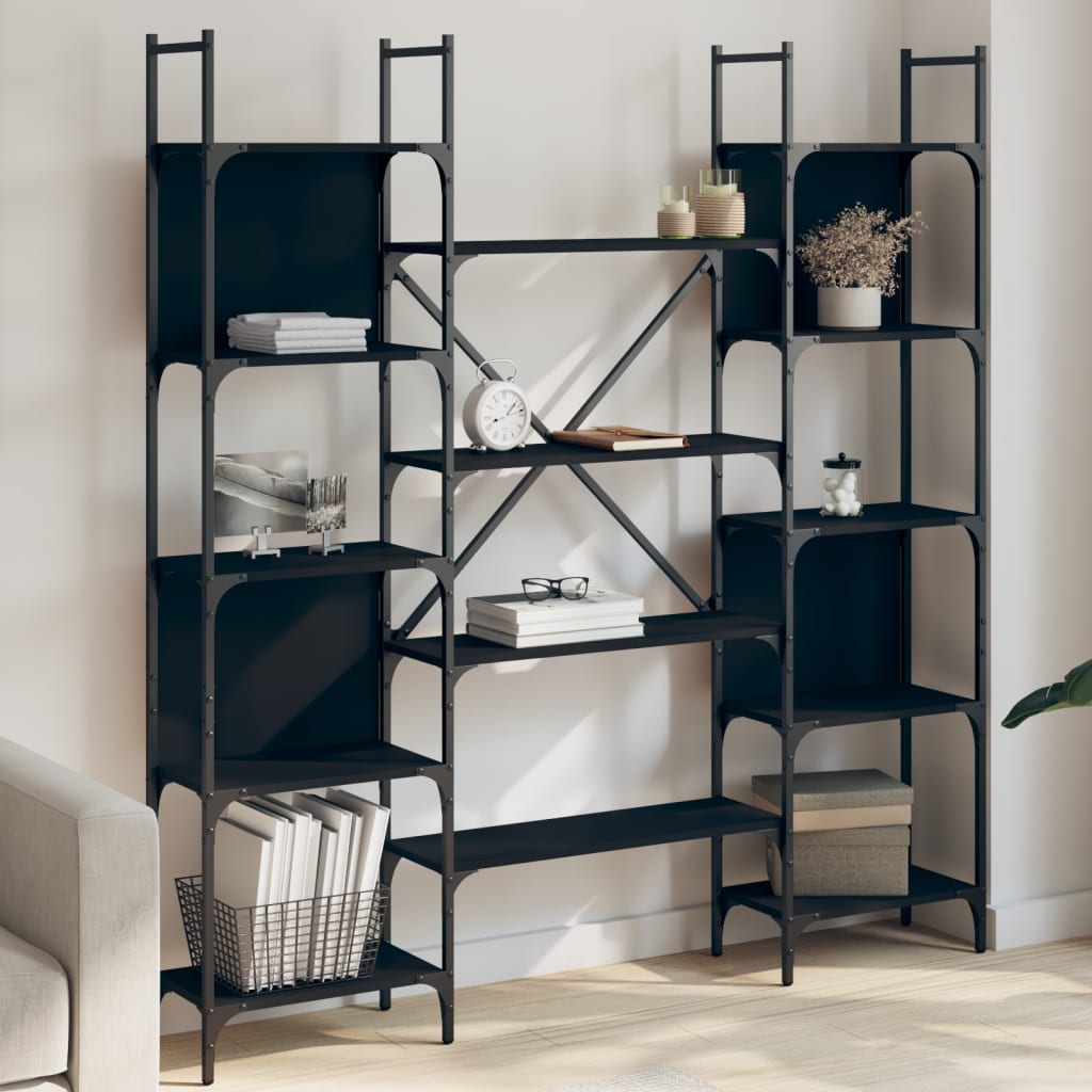 E-shop Multidom Knižnica čierna 155,5x24x166,5 cm kompozitné drevo