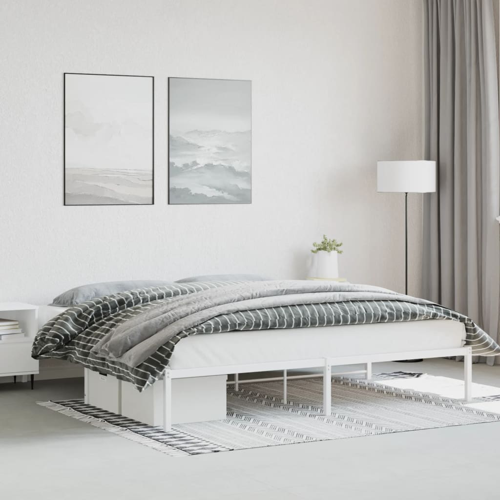 E-shop Multidom Posteľný rám biely kovový 193x203 cm