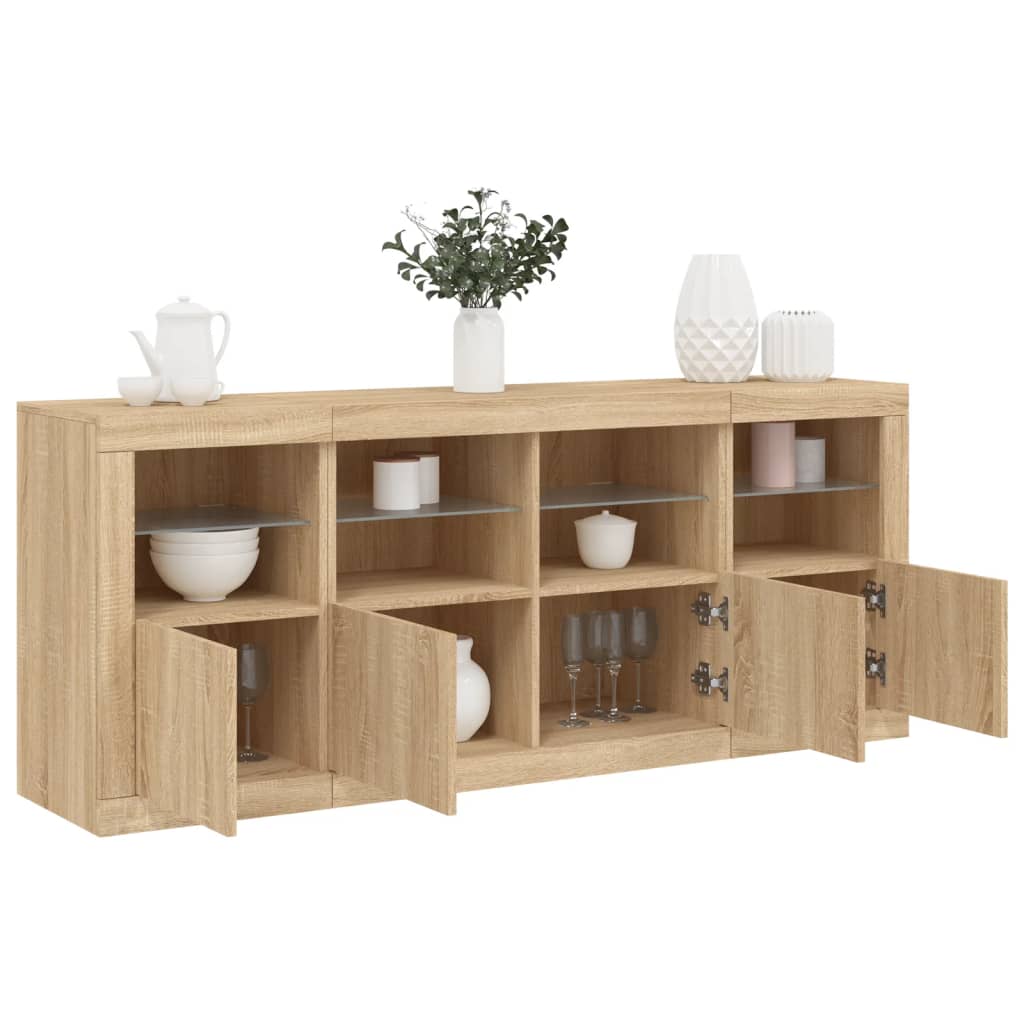 E-shop Multidom Komoda s LED svetlami dub sonoma 163x37x67 cm