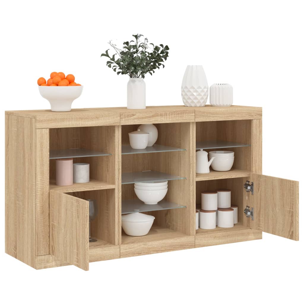 E-shop Multidom Komoda s LED svetlami dub sonoma 123x37x67 cm