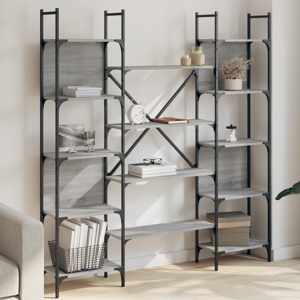 E-shop Multidom Knižnica sivá sonoma 155,5x24x166,5 cm kompozitné drevo