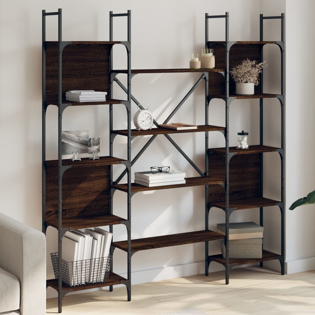 E-shop Multidom Knižnica hnedý dub 155,5x24x166,5 cm kompozitné drevo