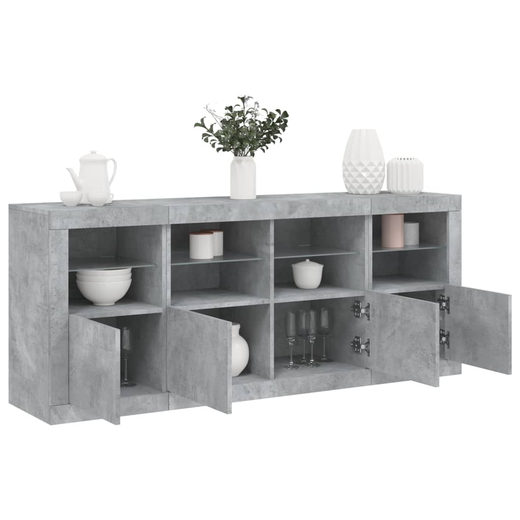 E-shop Multidom Komoda s LED svetlami betónovo sivá 163x37x67 cm