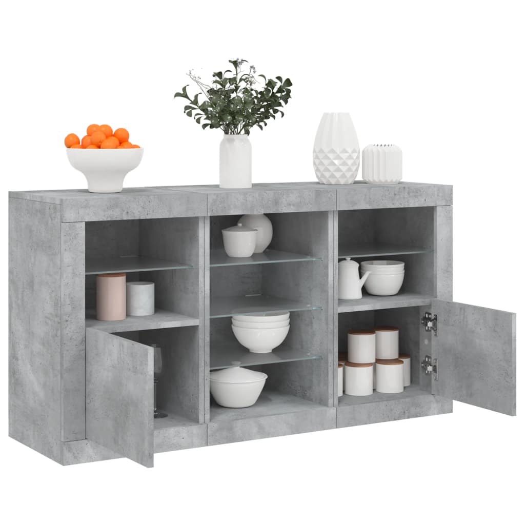 E-shop Multidom Komoda s LED svetlami betónovo-sivá 123x37x67 cm