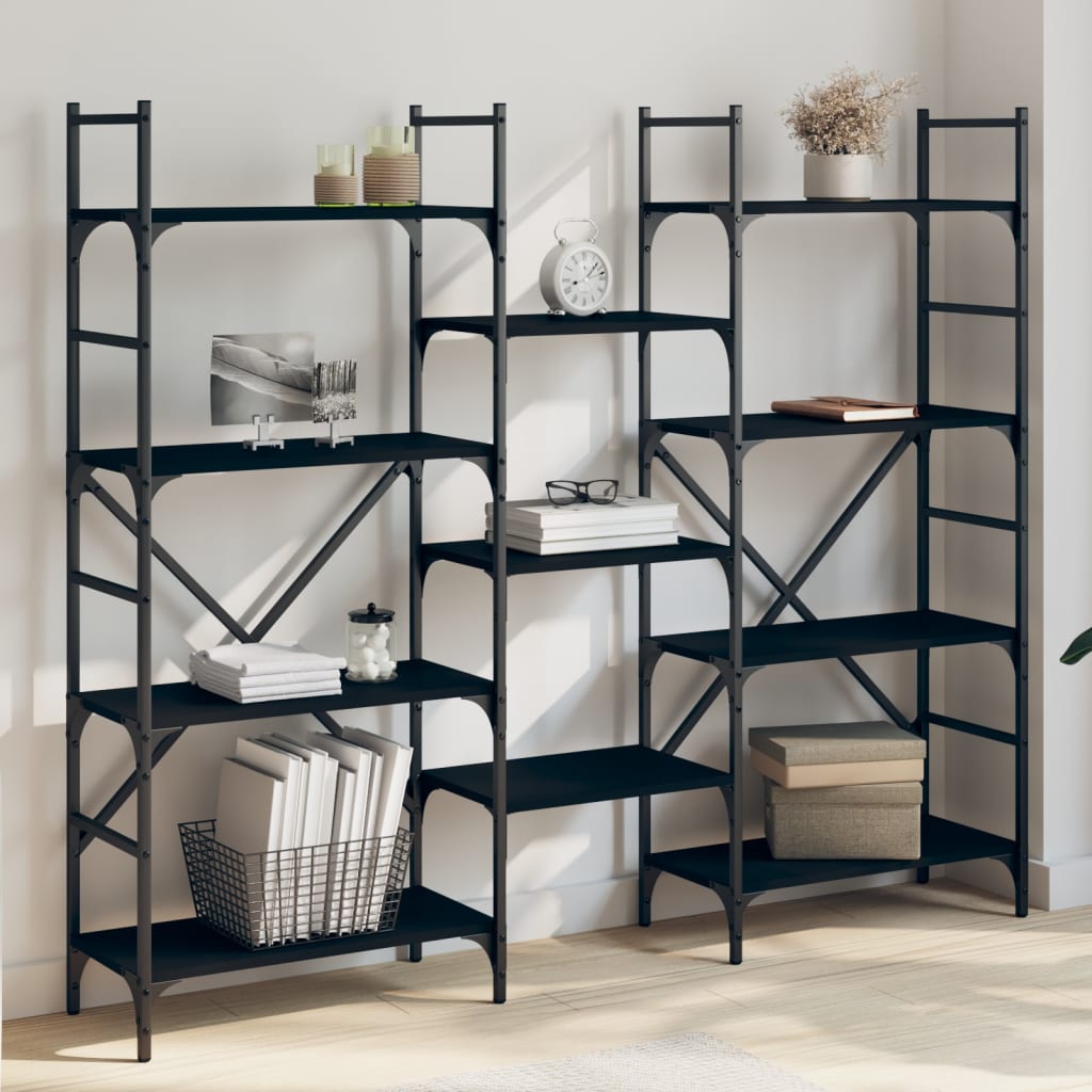 E-shop Multidom Knižnica čierna 160x28,5x136,5 cm kompozitné drevo