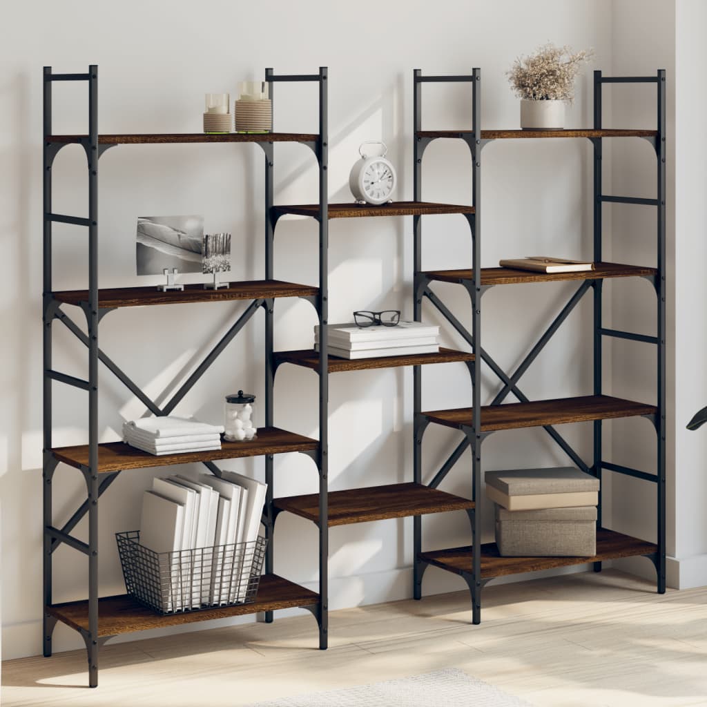 E-shop Multidom Knižnica hnedý dub 160x28,5x136,5 cm kompozitné drevo