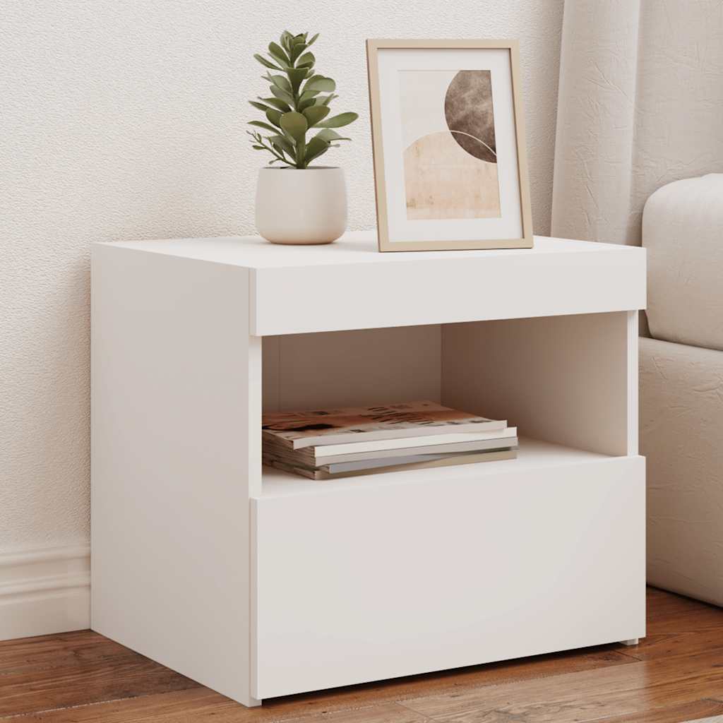 E-shop Multidom Nočné stolíky s LED svetlami 2 ks biele 50x40x45 cm