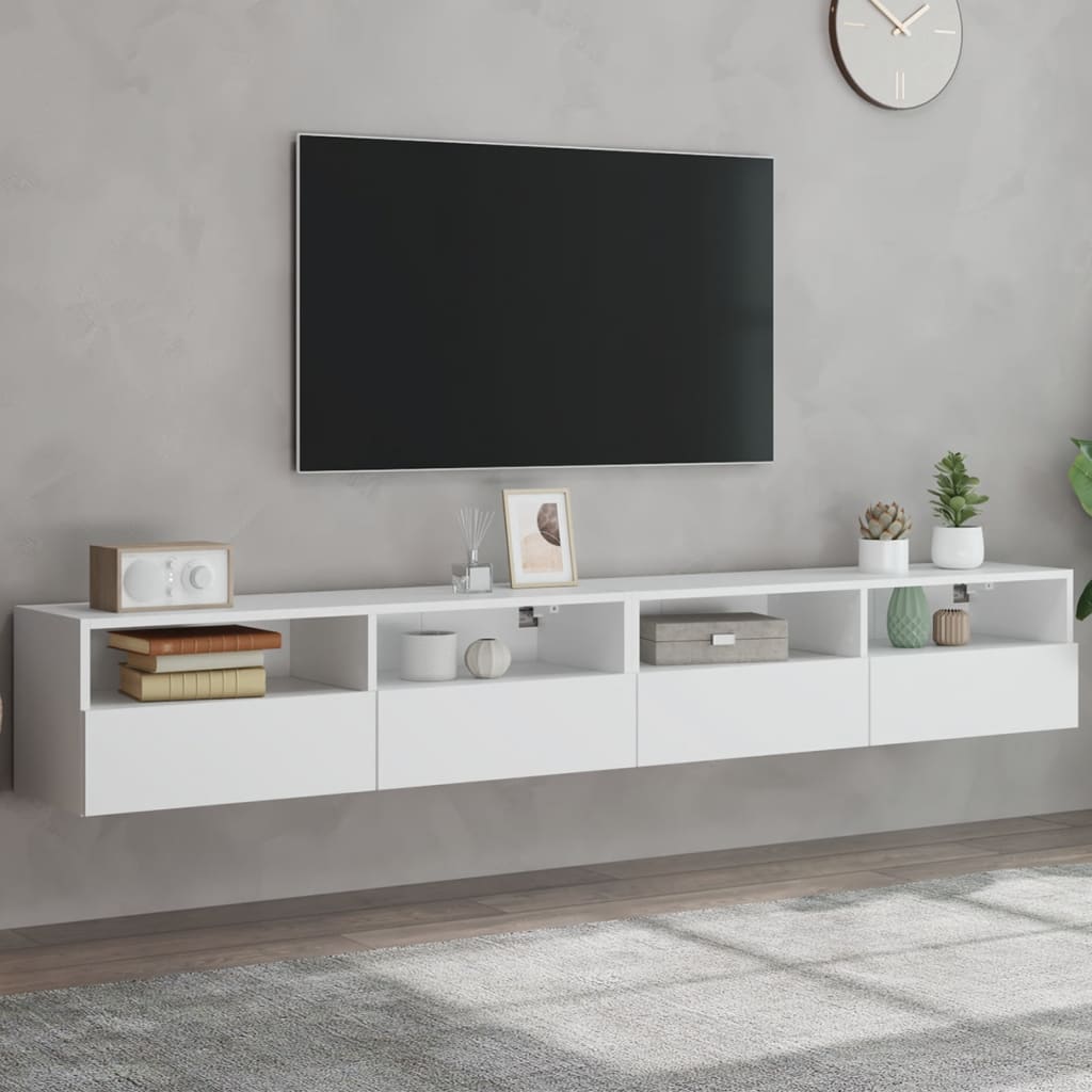 E-shop Multidom TV nástenné skrinky 2 ks biele 100x30x30 cm kompozitné drevo