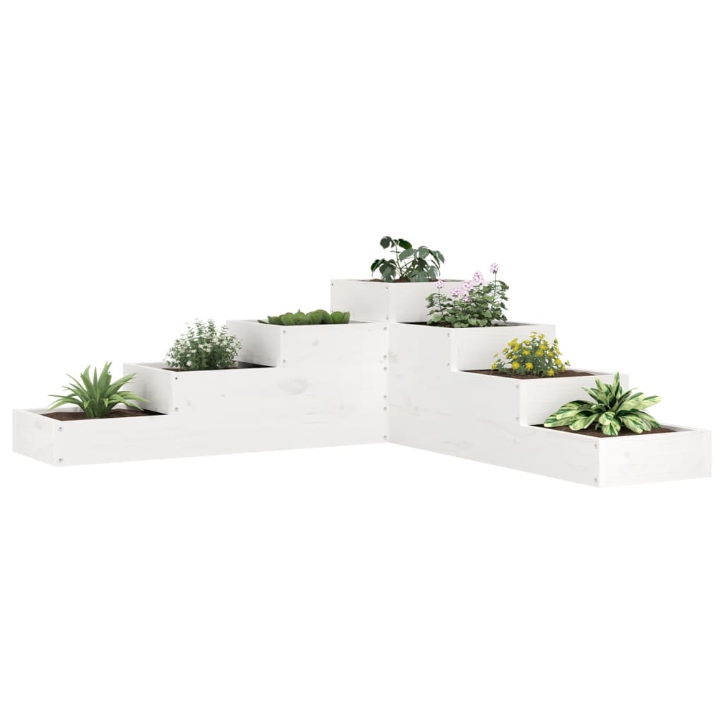 E-shop Multidom Záhr. kvetináč 4-posch. 106x104,5x36 cm biely masívna borovica