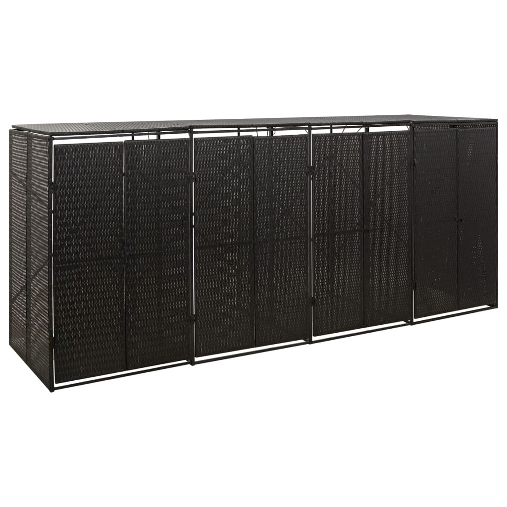 E-shop Multidom Ohrada na štyri odpadkové koše čierna 274x80x117 cm polyratan