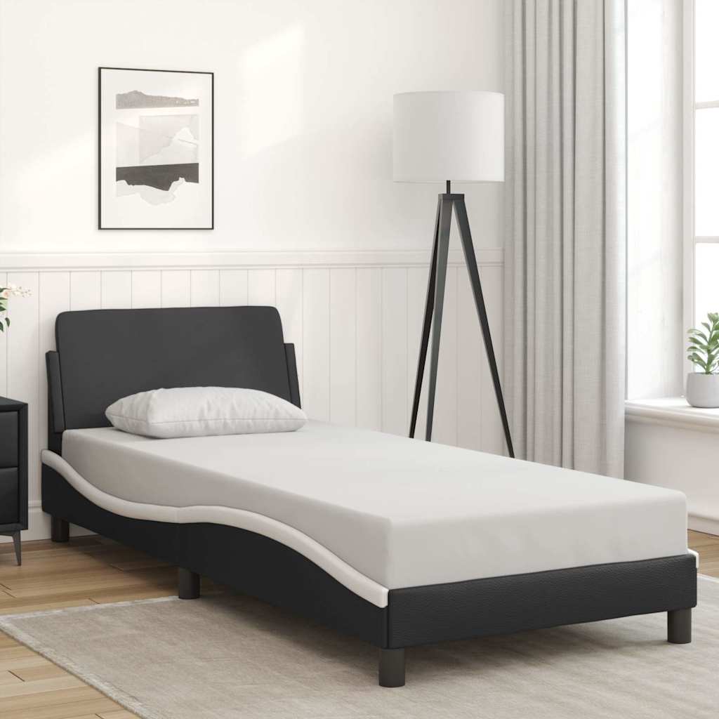 E-shop Multidom Rám postele Dover čierno-biely 80x200 cm umelá koža