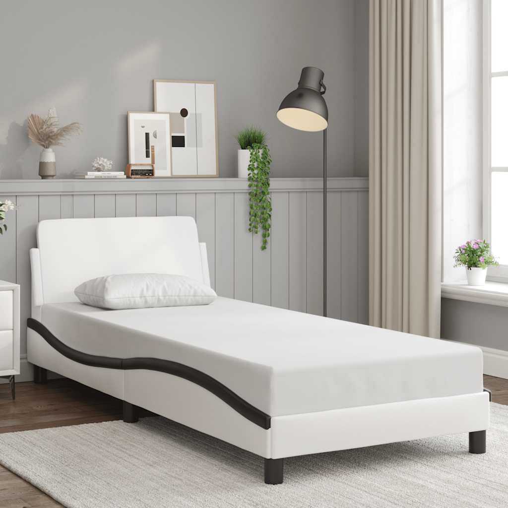 E-shop Multidom Rám postele Dover bielo-čierny 80x200 cm umelá koža