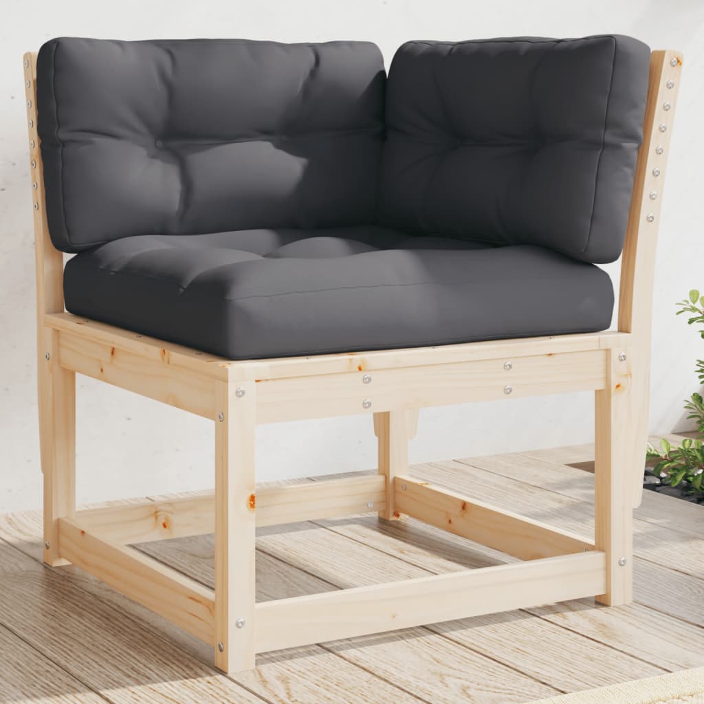 E-shop Multidom Rohová záhradná pohovka+podložky 73x73x78 cm, borovicový masív
