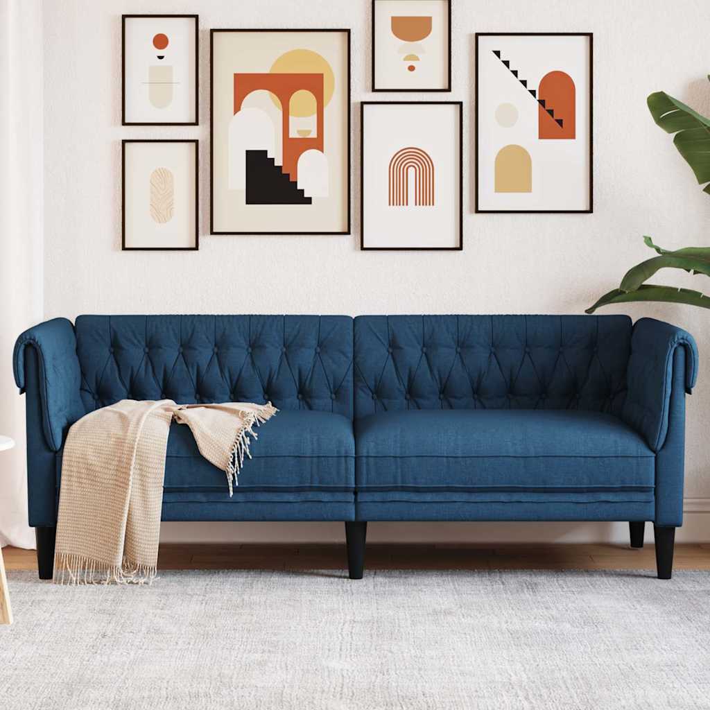 E-shop Multidom Pohovka Chesterfield 3-miestna modrá látka