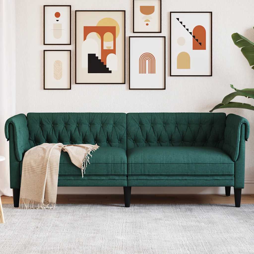 E-shop Multidom Pohovka Chesterfield 3-miestna tmavozelená látka