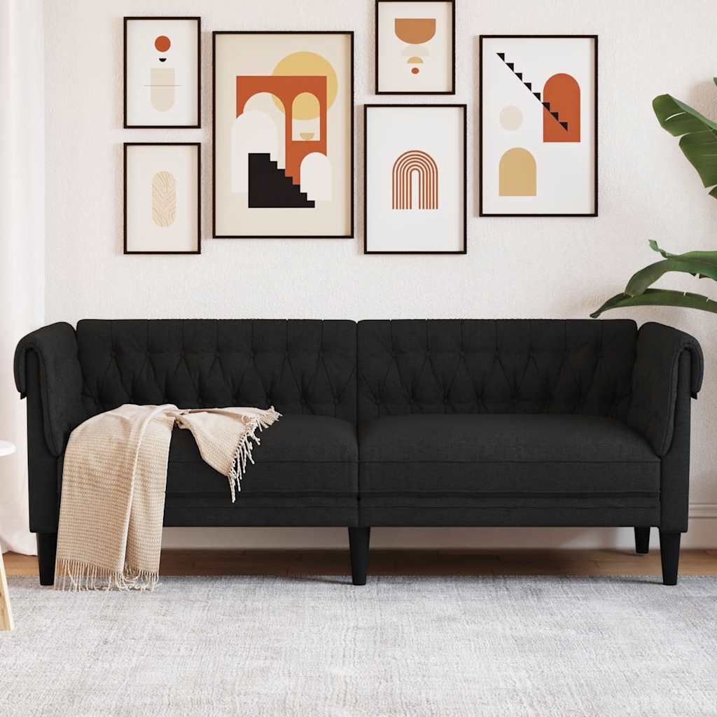 E-shop Multidom Pohovka Chesterfield 3-miestna čierna látka