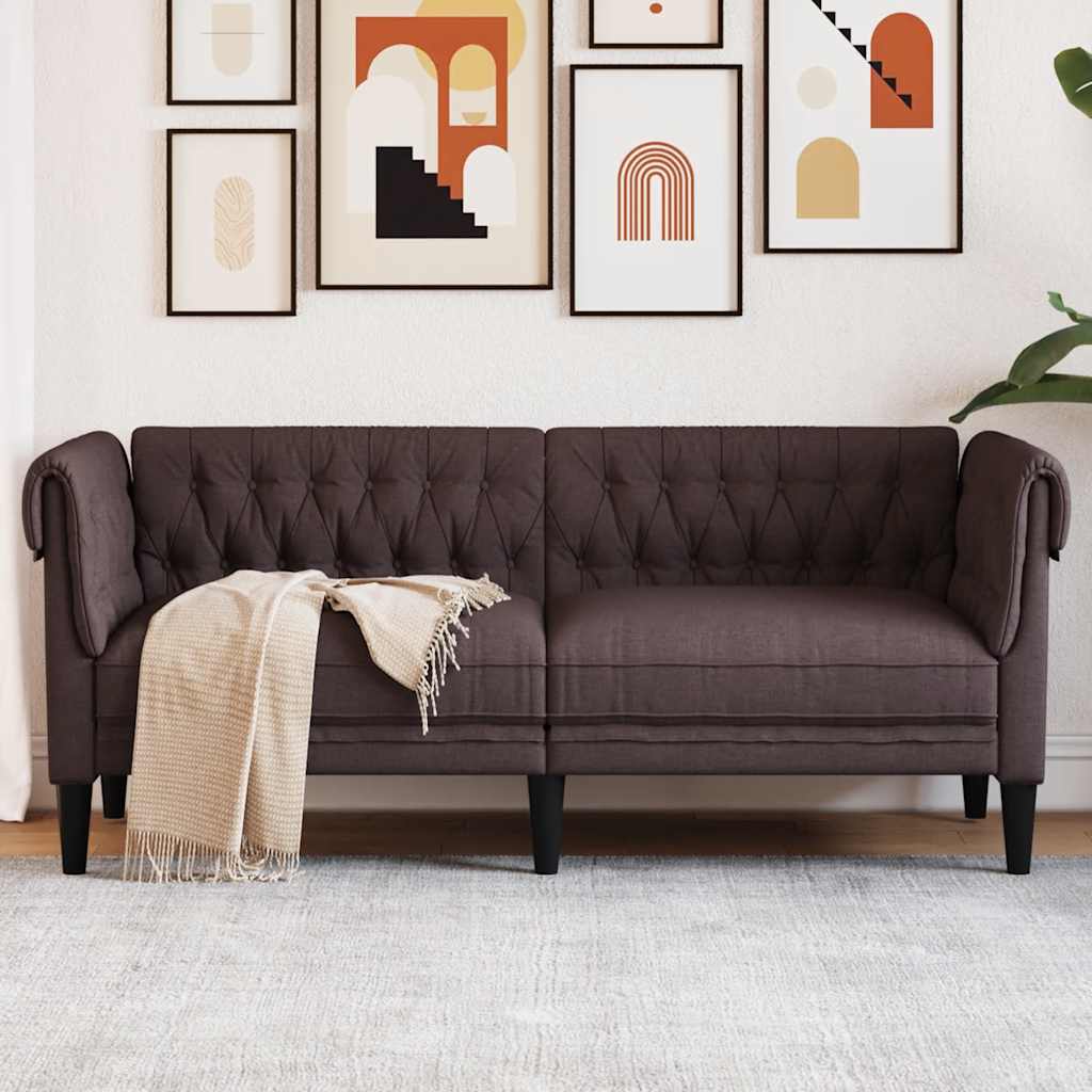 E-shop Multidom Pohovka Chesterfield 2-miestna tmavohnedá látka
