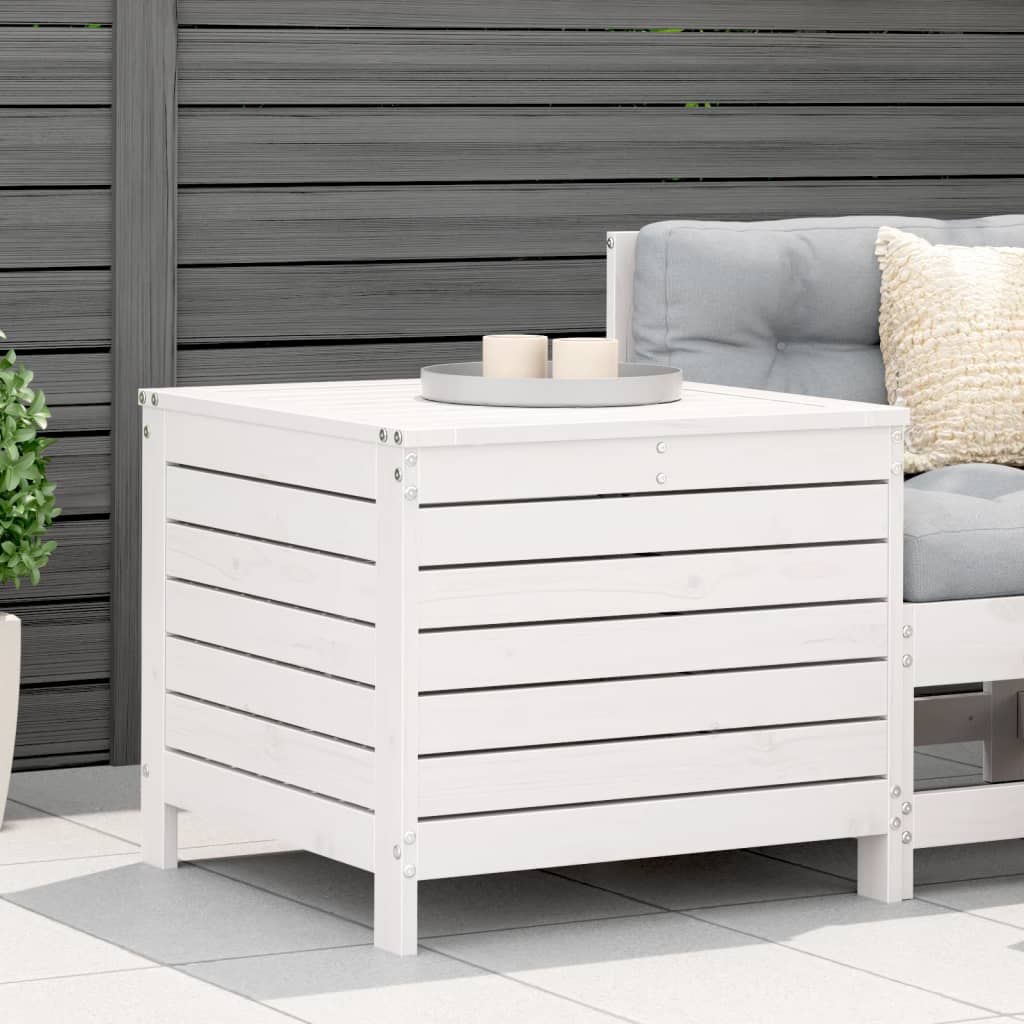 E-shop Multidom Záhradná taburetka biela 62x63,5x53,5 cm borovicový masív