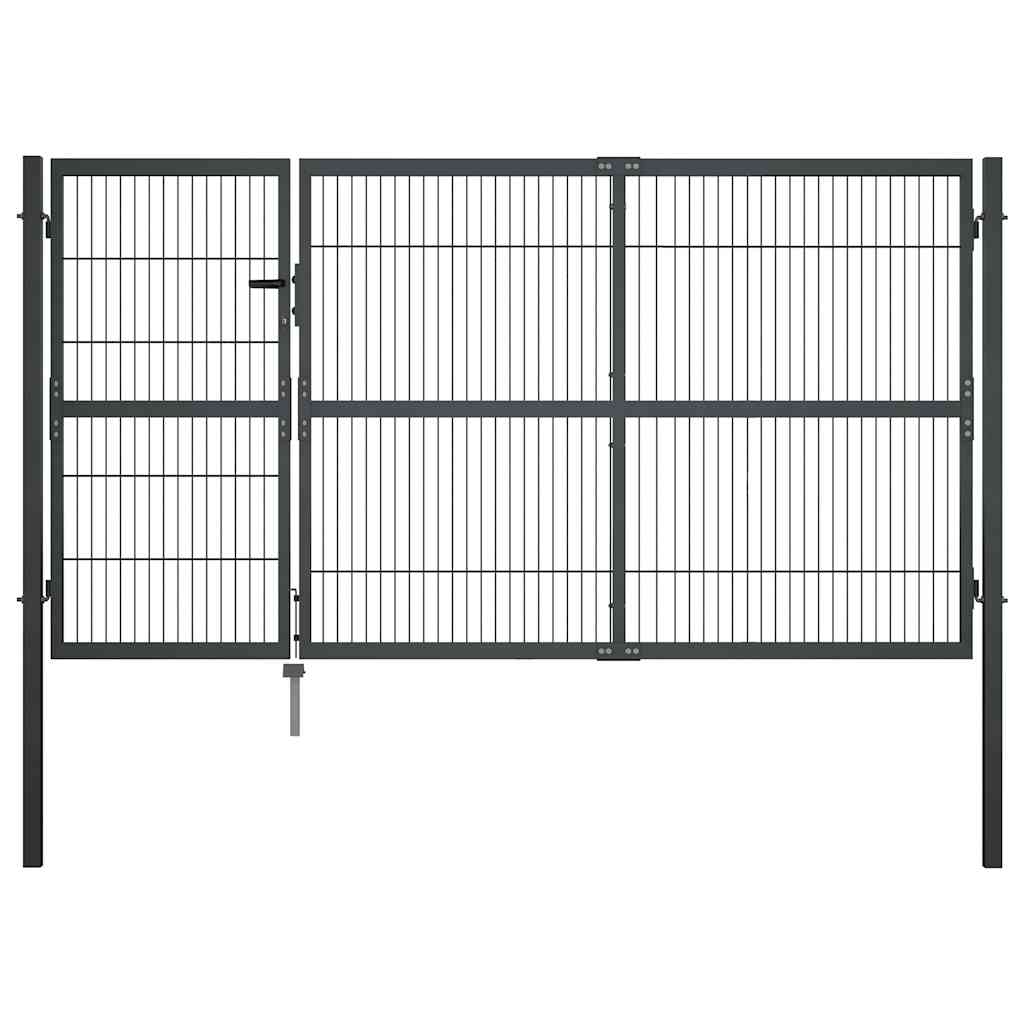 E-shop Multidom Záhradná brána so stĺpikmi, oceľ 350x140 cm, antracitová