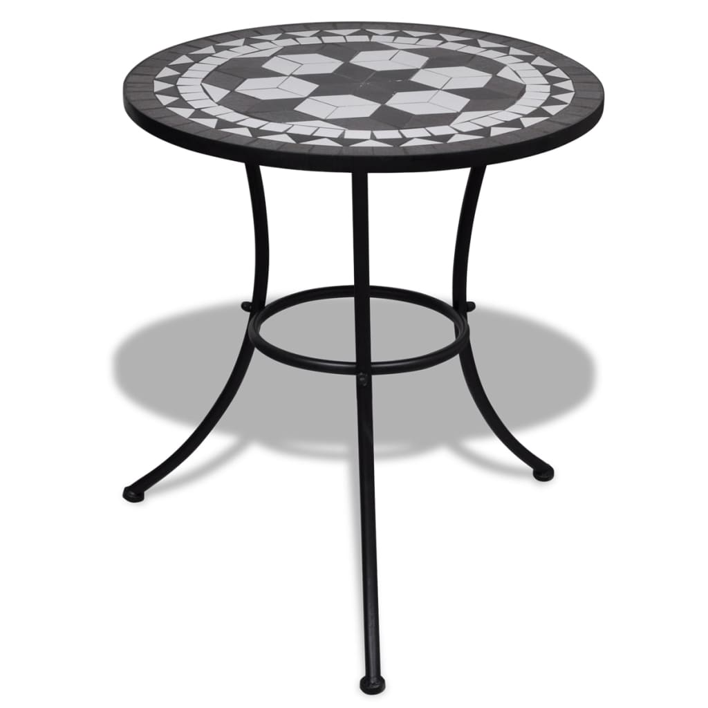 E-shop Multidom Bistro stolík, čierno biely 60 cm, mozaikový