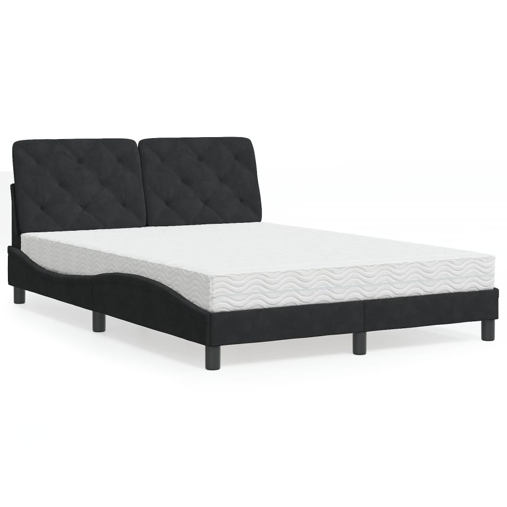 E-shop Multidom Posteľ s matracom čierny 120x200 cm zamat