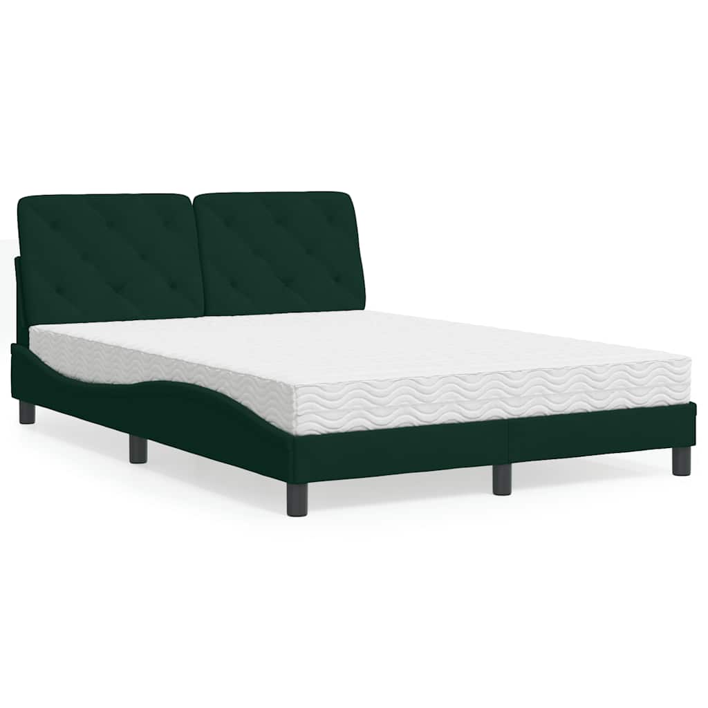 E-shop Multidom Posteľ s matracom tmavozelený 140x190 cm zamat
