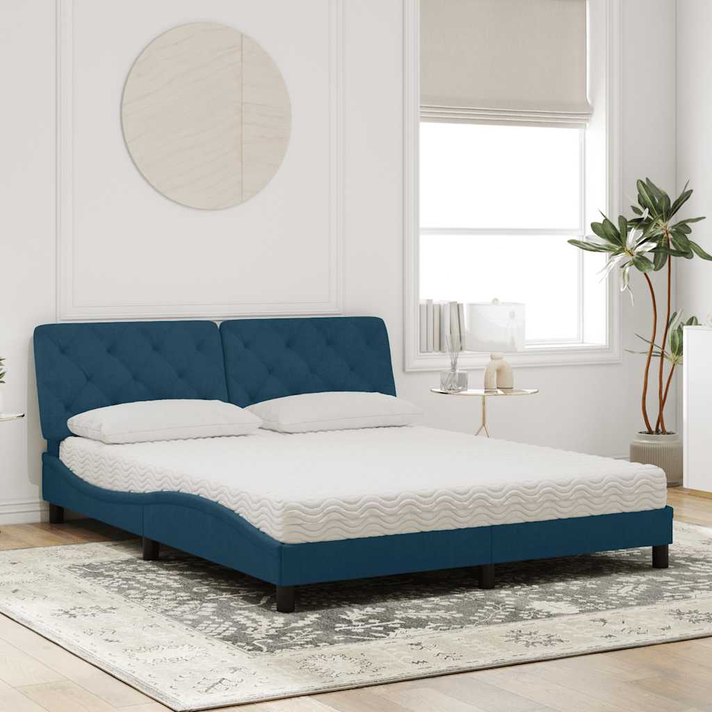 E-shop Multidom Posteľ s matracom modrý 160x200 cm zamat