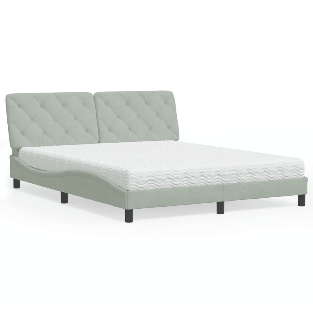 E-shop Multidom Posteľ s matracom bledosivý 160x200 cm zamat