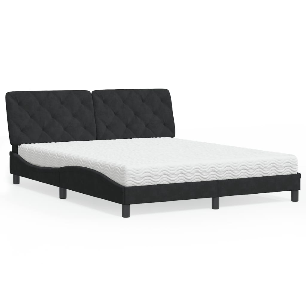 E-shop Multidom Posteľ s matracom čierny 160x200 cm zamat