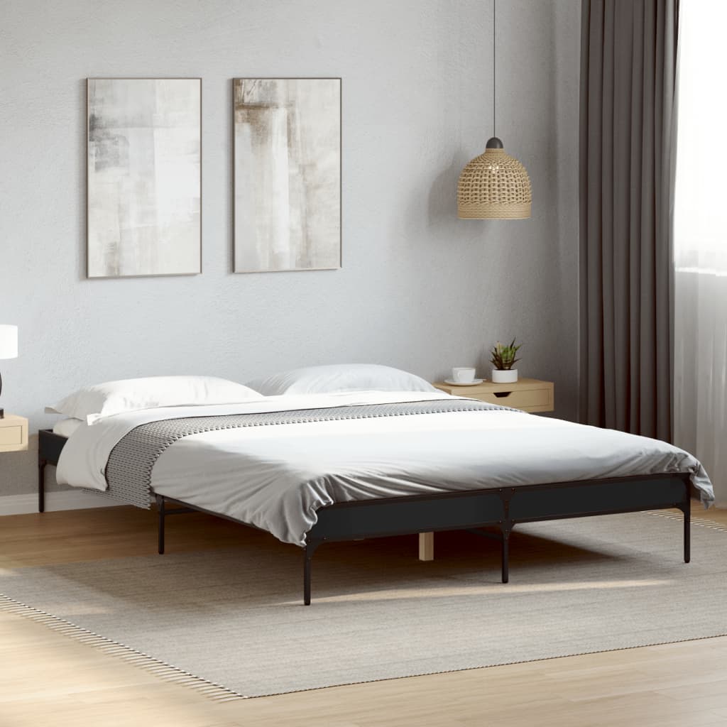 E-shop Multidom Posteľný rám čierny 140x200 cm kompozitné drevo a kov
