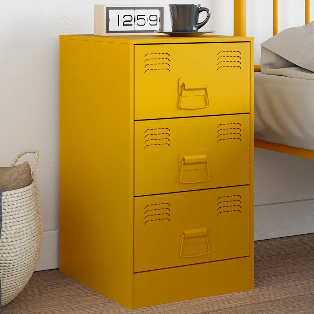 E-shop Multidom Nočný stolík horčicovo-žltý 34,5x39x62 cm oceľ